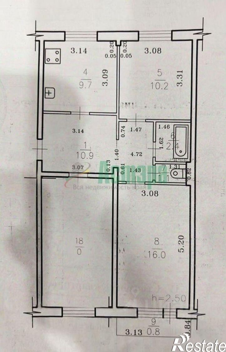 3-комн квартира Чита, 35