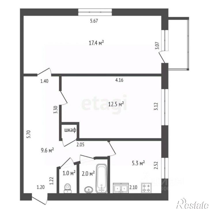 2-комн квартира городской округ Чита, Чита