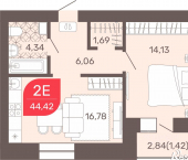 1-комн, 44 кв м, этаж 7/9 Чита, микрорайон Романовский, 32