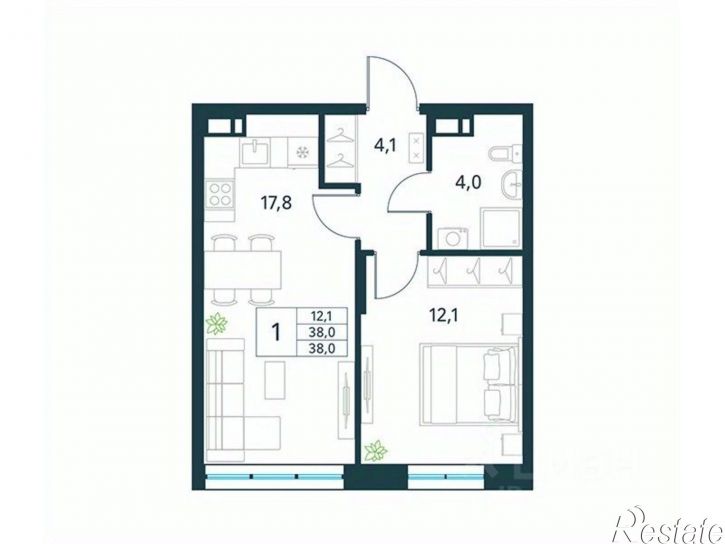 1-комн квартира в новом доме Чита, Магистральная улица