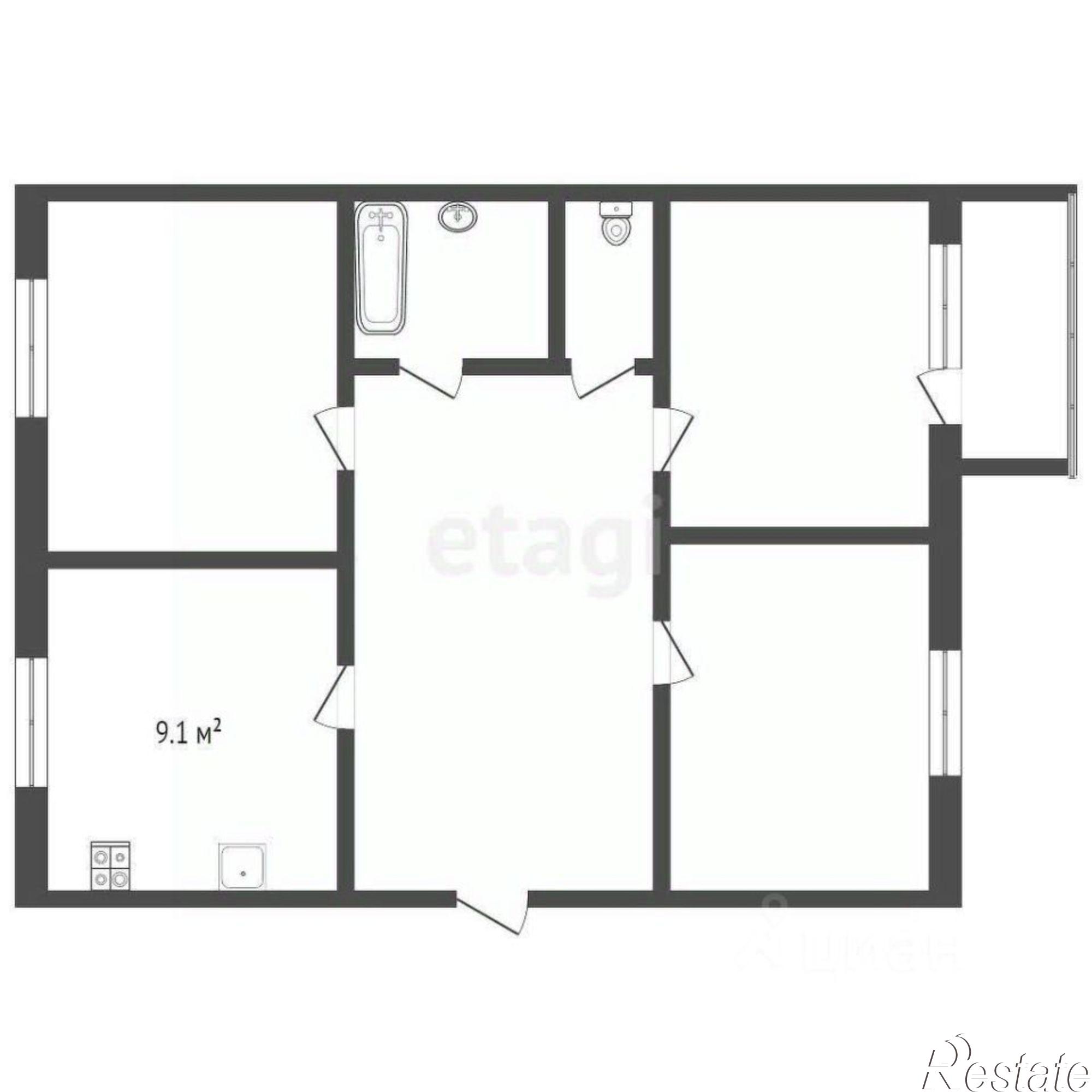 Купить квартиру за 9 150 000 рублей на городской округ Чита, Чита