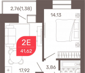 1-комн, 41 кв м, этаж 5/9 Чита, микрорайон Романовский, 32