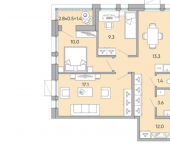 2-комн, 46кв м, этаж 15/18 Чита, микрорайон Хороший, 14