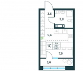 3-комн, 68кв м, этаж 16/18 Чита, микрорайон Хороший, 14