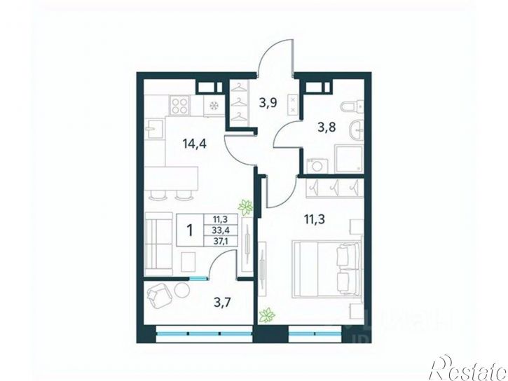 1-комн квартира в новом доме Чита, Магистральная улица
