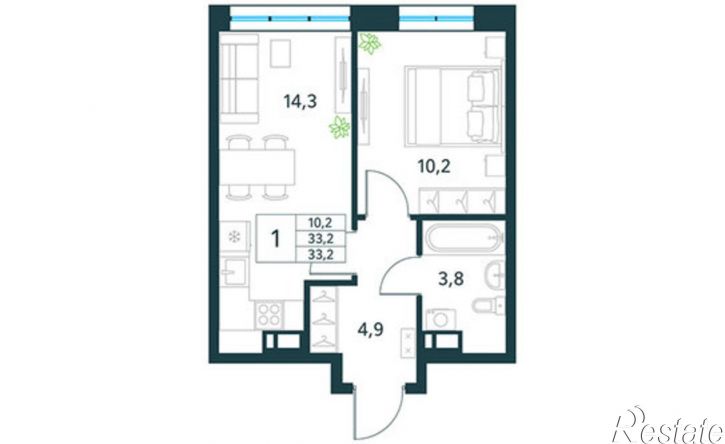 2-комн квартира Чита, микрорайон Хороший, 14