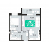 2-комн, 42 кв м, этаж 5/9 Верхоленская улица, 34