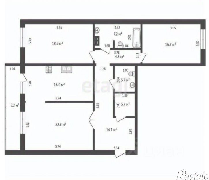 3-комн квартира ул Матвеева, 33 А,  д. 33 А,  к. А