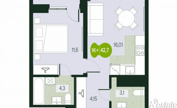 2-комн квартира в новом доме Чита, микрорайон Каштакский, 1