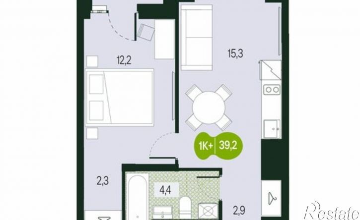 2-комн квартира в новом доме Чита, микрорайон Каштакский, 1