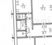 3-комн, 67кв м, этаж 2/9 Чита, микрорайон Северный, 58