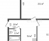 2-комн, 51кв м, этаж 2/2 ул 2-я Верхневокзальная, 13