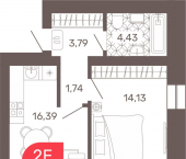 1-комн, 43 кв м, этаж 6/9 Обход Читы, 32