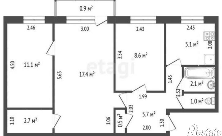 3-комн квартира улица Гагарина, 8,  д. 8