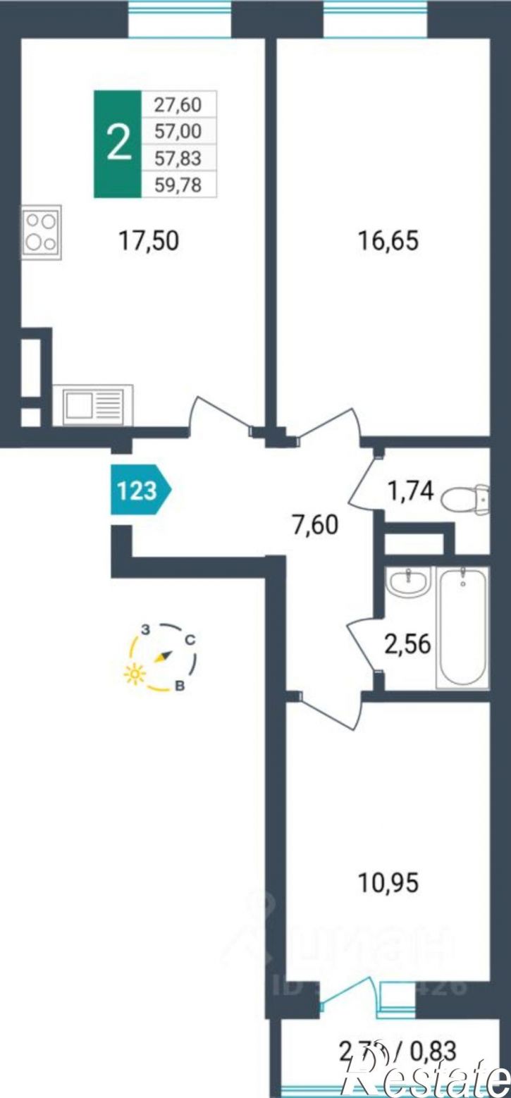 2-комн квартира в новом доме ул Проезжая, 6А,  д. 6А