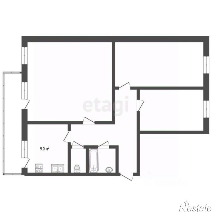 3-комн квартира ул Инструментальная, 2,  д. 2