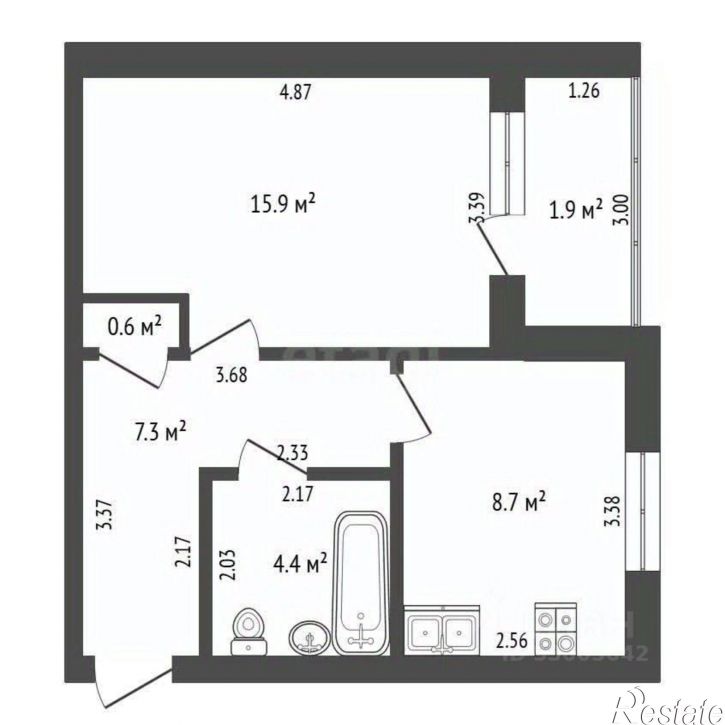 1-комн квартира ул Усуглинская, 21,  д. 21
